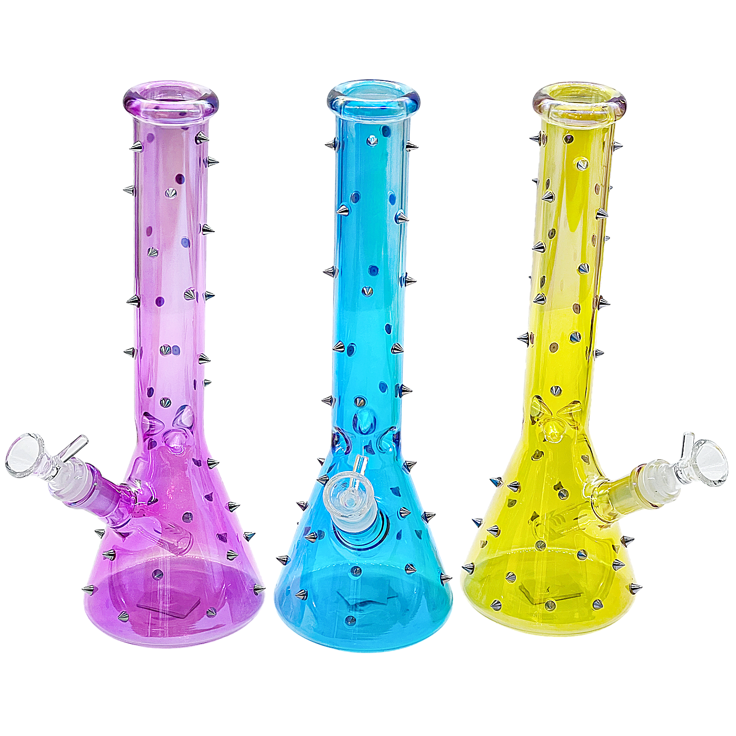Gold Fumed Spikey Beaker Waterpipe (WPM0658) | 12 inches | Assorted Colors product image